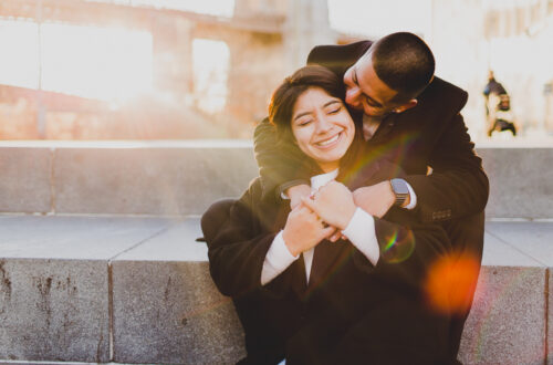 Couple Holding each other in Brooklyn