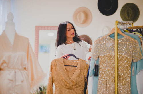 Long Island Desi Stylist tending to her clothing collection