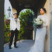 Couple posing separately on the terrace in Long Island Wedding Venue Jericho Terrace